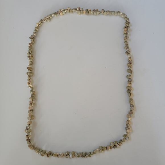Natural Shell Bead Necklace in Beige and Cream Boho Coastal Style Beach Jewelry - Picture 2 of 10